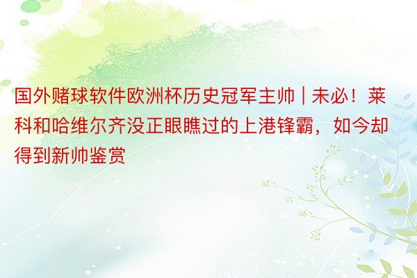 国外赌球软件欧洲杯历史冠军主帅 | 未必！莱科和哈维尔齐没正眼瞧过的上港锋霸，如今却得到新帅鉴赏