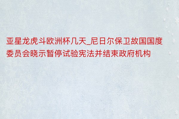 亚星龙虎斗欧洲杯几天_尼日尔保卫故国国度委员会晓示暂停试验宪法并结束政府机构