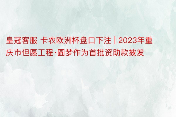 皇冠客服 卡农欧洲杯盘口下注 | 2023年重庆市但愿工程·圆梦作为首批资助款披发