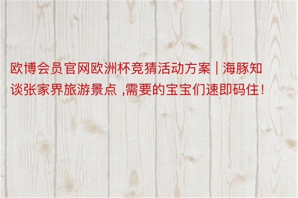 欧博会员官网欧洲杯竞猜活动方案 | 海豚知谈张家界旅游景点 ,需要的宝宝们速即码住！