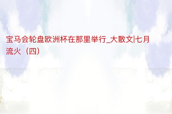 宝马会轮盘欧洲杯在那里举行_大散文|七月流火（四）