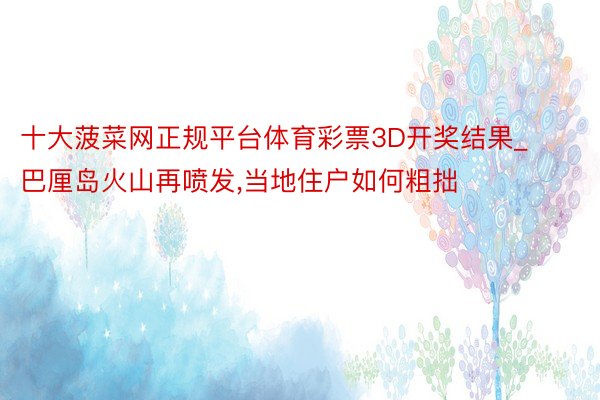 十大菠菜网正规平台体育彩票3D开奖结果_巴厘岛火山再喷发,当地住户如何粗拙