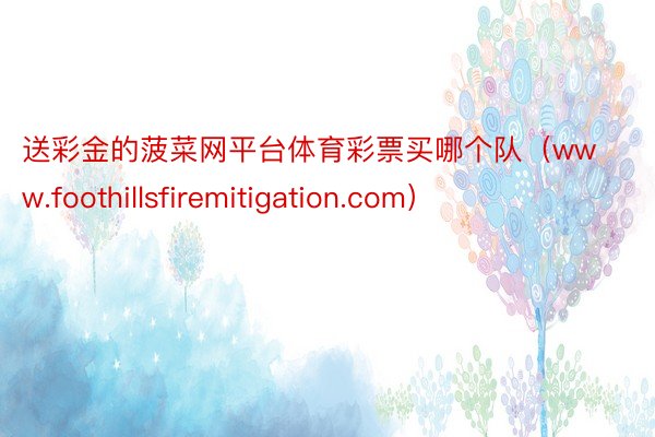 送彩金的菠菜网平台体育彩票买哪个队（www.foothillsfiremitigation.com）