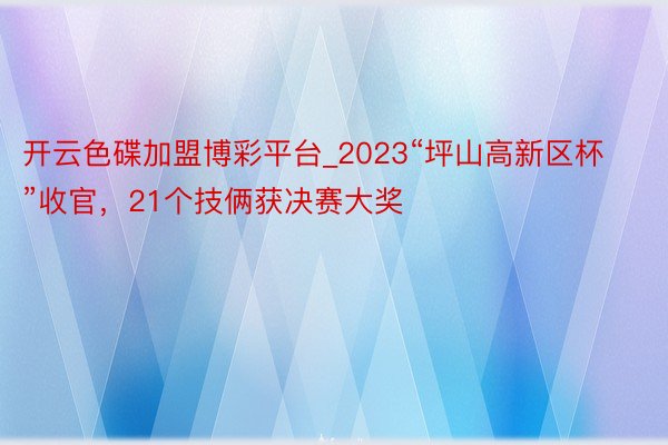 开云色碟加盟博彩平台_2023“坪山高新区杯”收官，21个技俩获决赛大奖