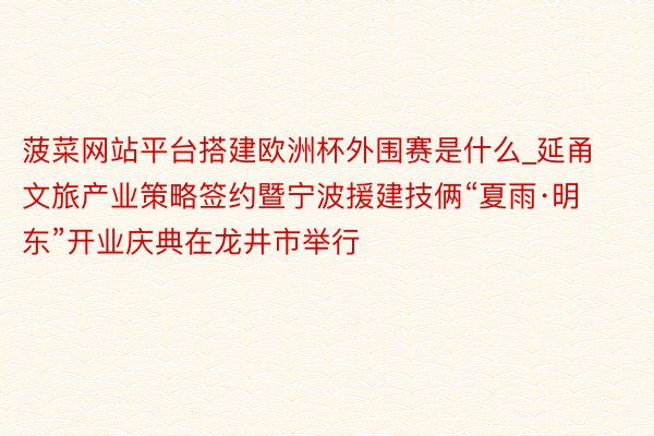 菠菜网站平台搭建欧洲杯外围赛是什么_延甬文旅产业策略签约暨宁波援建技俩“夏雨·明东”开业庆典在龙井市举行